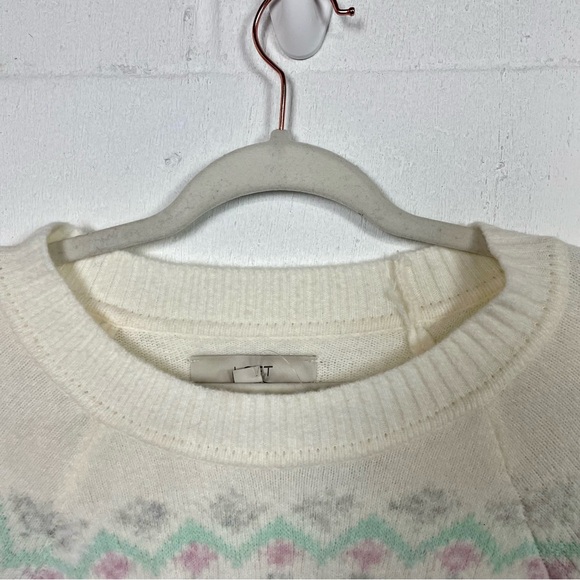 LOFT NWT Sweater Wool Blend Nordic Fair Isle Pastel Multicolor Soft Cozy Warm L - Picture 2 of 10